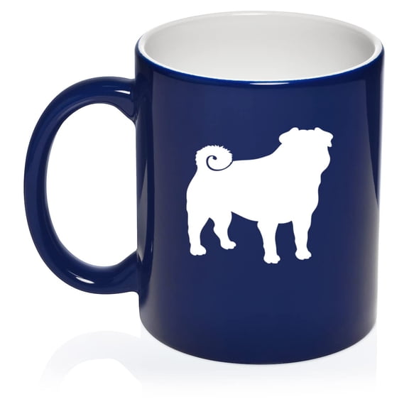 Pug Ceramic Coffee Mug Tea Cup Gift (11oz Blue)