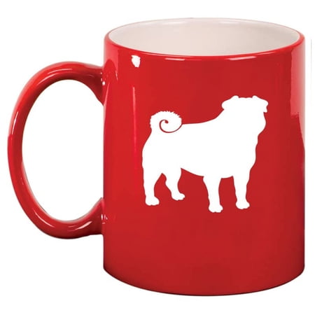 Pug Ceramic Coffee Mug Tea Cup Gift (11oz Red)