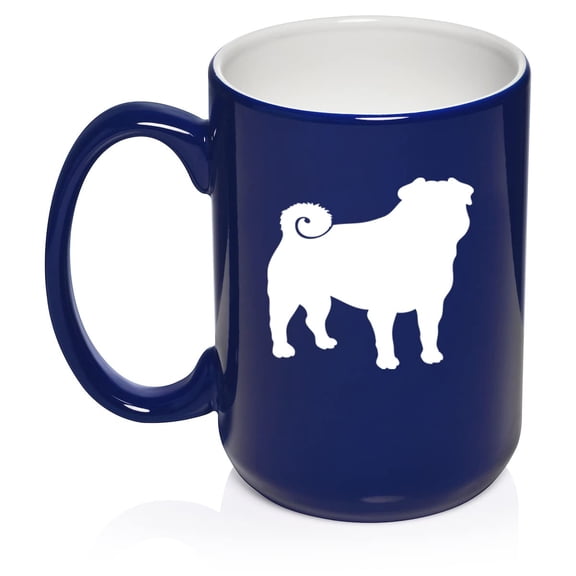 Pug Ceramic Coffee Mug Tea Cup Gift (15oz Blue)