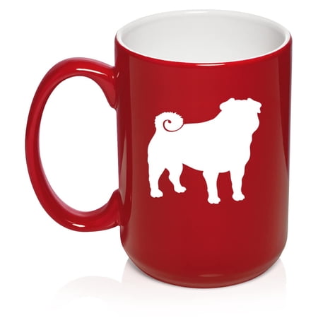 Pug Ceramic Coffee Mug Tea Cup Gift (15oz Red)
