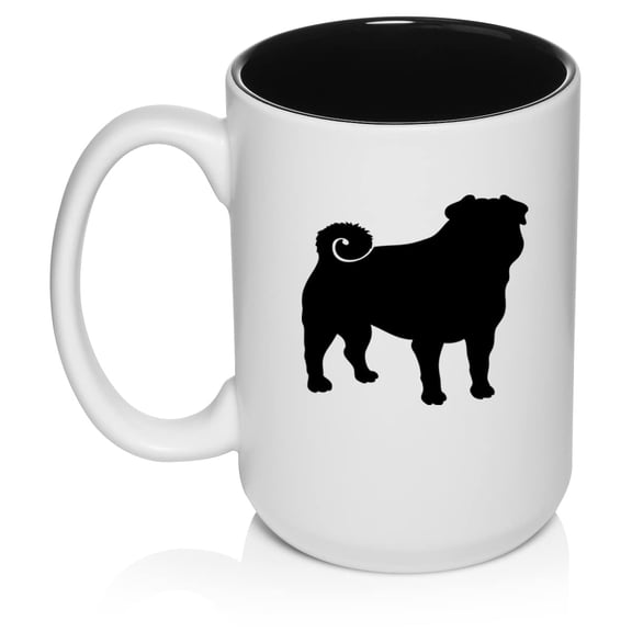 Pug Ceramic Coffee Mug Tea Cup Gift (15oz White)