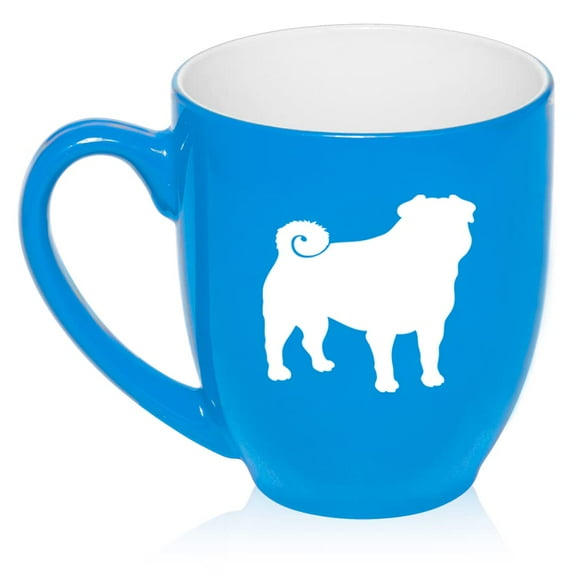 Pug Ceramic Coffee Mug Tea Cup Gift (16oz Light Blue)