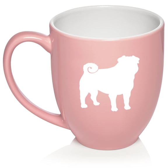 Pug Ceramic Coffee Mug Tea Cup Gift (16oz Light Pink)