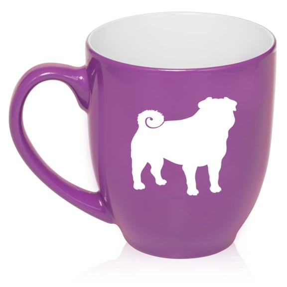 Pug Ceramic Coffee Mug Tea Cup Gift (16oz Purple)