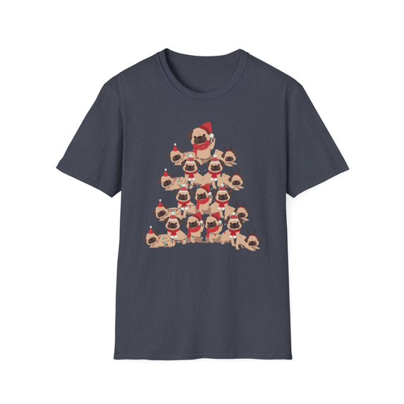 Pug Christmas Tree, Gildan Unisex Softstyle T-Shirt, Christmas Tee, S-3XL