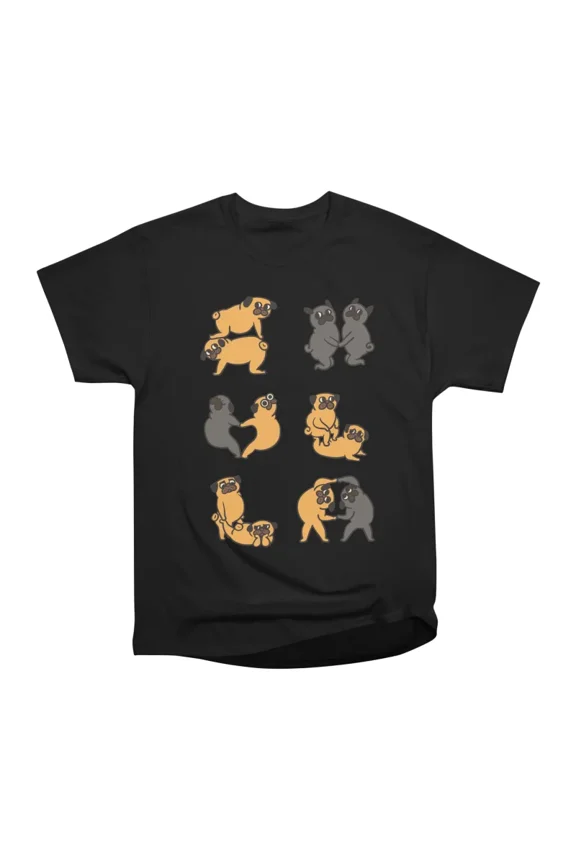 Pug Couple Poses T-Shirt Tee Gift For Him Merch For Her Apparel For Friend