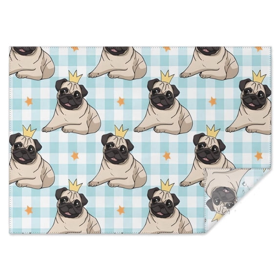 Pug with Crown Rectangle Tablecloth 60"x84",Waterproof Polyester Rectangle Table Cloth, Wipeable Spillproof Polyester Tablecloth for Dining, Camping, Indoor and Outdoor