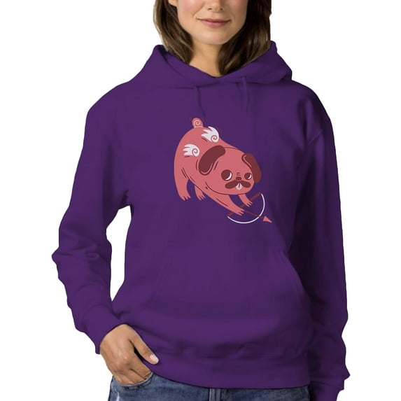 Pug Cupid Hoodie Women -Smartprints Designs, Female XX-Large