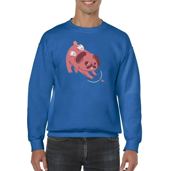 Pug Cupid Sweatshirt Men -Smartprints Designs, Male 4X-Large