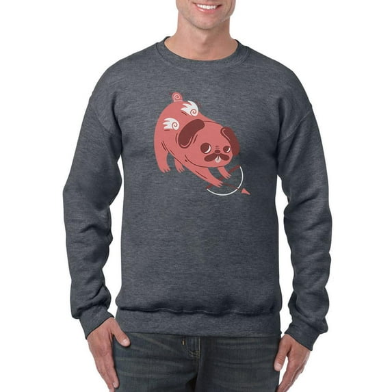 Pug Cupid Sweatshirt Men -Smartprints Designs, Male 5X-Large