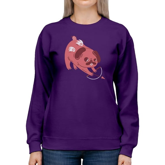 Pug Cupid Sweatshirt Women -Smartprints Designs, Female 4X-Large
