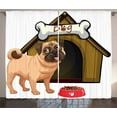 thumbnail image 1 of Ambesonne Pug Curtains 2 Panel Set, Dog House Cartoon Style, 108" x 84", Pale Coffee Sand Brown, 1 of 3