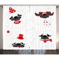 thumbnail image 1 of Ambesonne Pug Curtains 2 Panel Set, Happy Sad Cool Dogs Pug, 108" x 90", Black Red White, 1 of 3