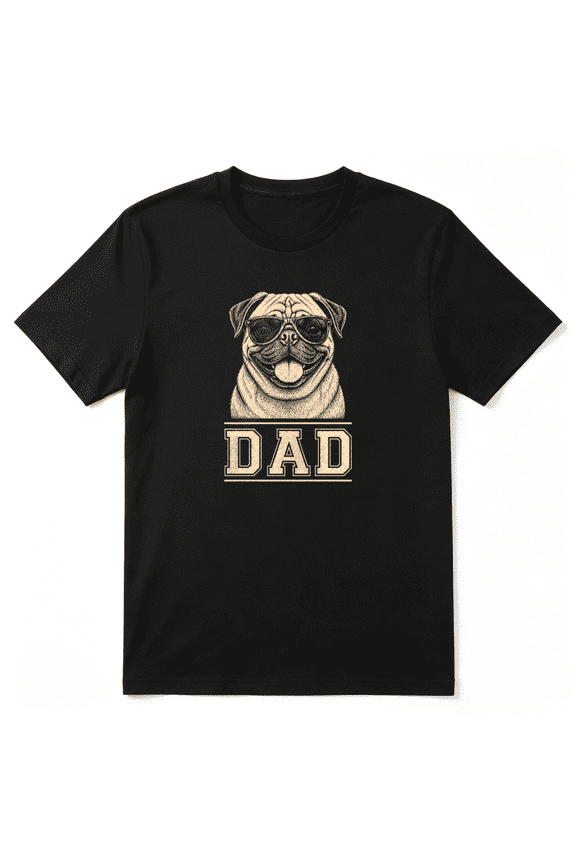 Pug Dad Cool Graphic Tee for Men, Dog Lover Father's Day Gift Cotton Short Sleeves T-Shirt