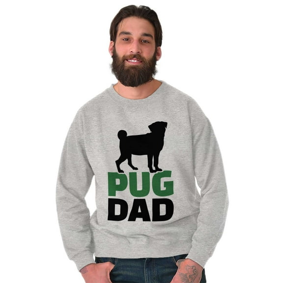 Pug Dad Cute Doggie Family Pet Owner Men's Big & Tall Crewneck Sweatshirt Brisco Brands 5X