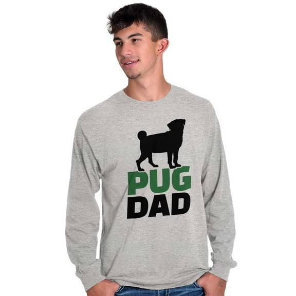Pug Dad Cute Doggie Family Pet Owner Men's Big & Tall Long Sleeve Graphic Tee Brisco Brands 3X