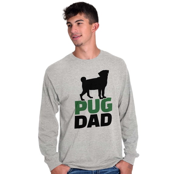 Pug Dad Cute Doggie Family Pet Owner Men's Long Sleeve Tee T Shirt Brisco Brands S