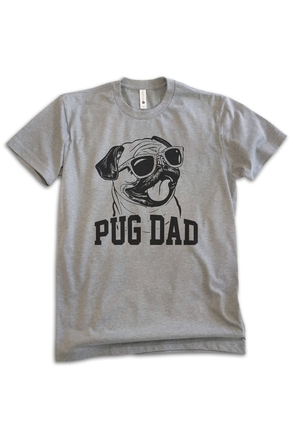 Pug Dad T-shirt, Unisex Men's Shirt, Pug Owner, Best Dog Dad Gift, Dark Heather Gray, Medium