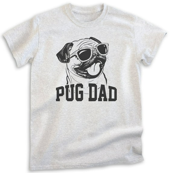 Pug Dad T-shirt, Unisex Men's Shirt, Pug Owner, Best Dog Dad Gift, Heather Ash, XX-Large