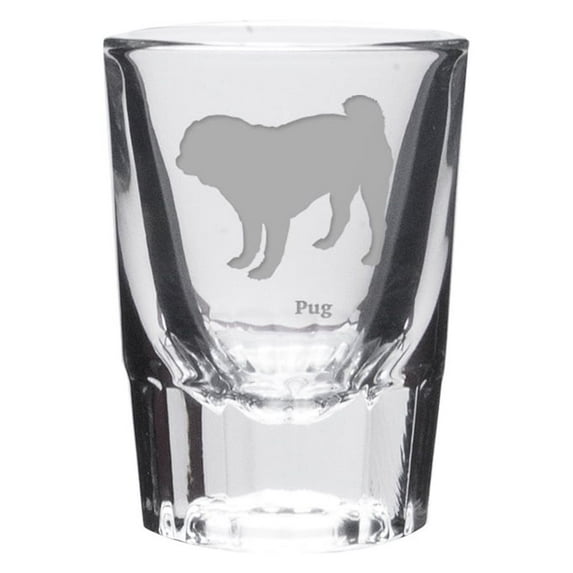 Pug Deep Etched Shot Glass
