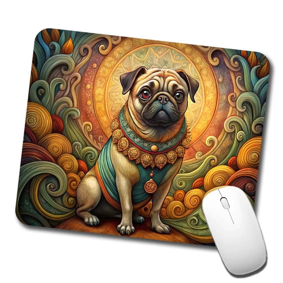 Pug Dog Art Nouveau Mouse Pad Low Profile Gaming Mat