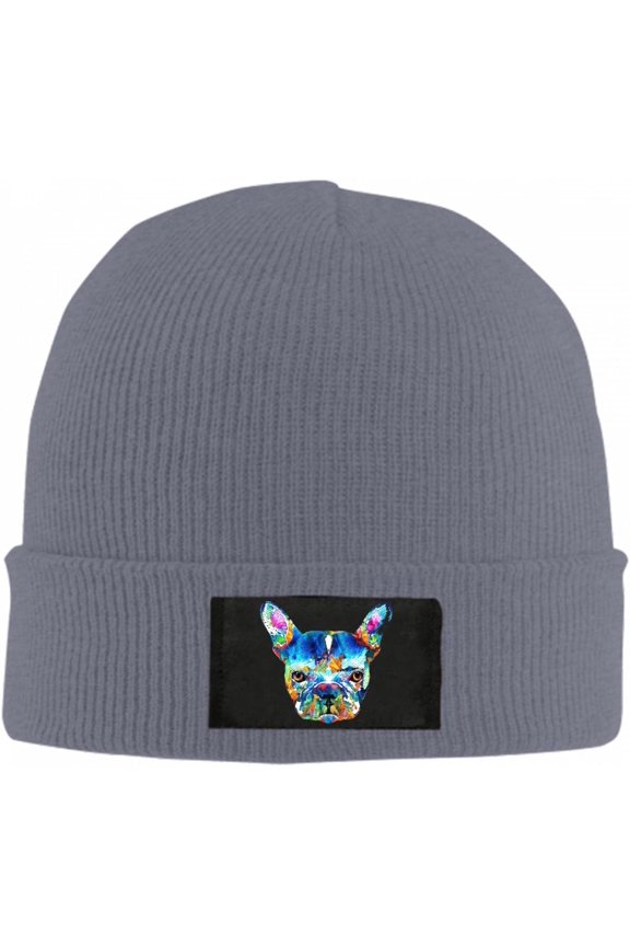 Pug Dog Beanie Hat for Women Men Winter Hat Cuffed Winter Beanie Warm Skull Cap Plain Knit Hat Cap