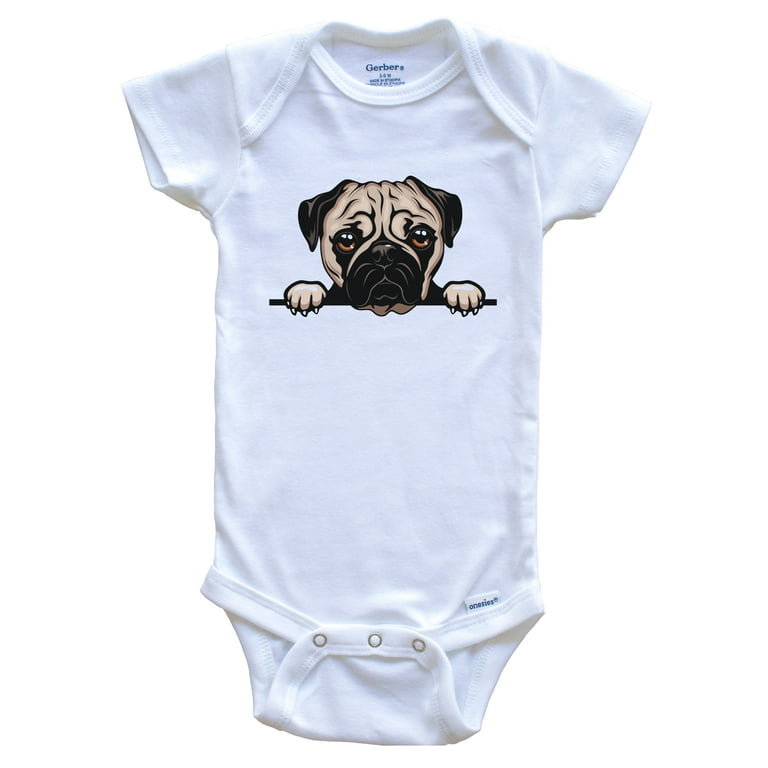 Pug Dog Breed Cute One Piece Baby Bodysuit v3 3 6 months white
