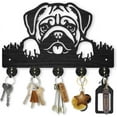 thumbnail image 1 of Pug Dog Coat Rack Wall Mount Dog Pet Key Holder for Wall 11.8×7.9inch Animal Wooden Wall Hook Rustic Decorative Dog Hook 5 Alloy Hooks for Gift Dog Leash Entryway Living Room Farmhouse, 1 of 9