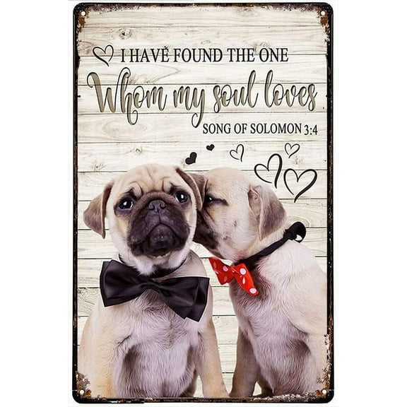 Pug Dog Couple Diamond Art Painting Kits for Adults,I Have Found The One Whom My Soul Loves DIY 5D Diamond Painting Round Full Drill,Gem Art Crafts Diamond Dots Home Wall Decor 8x12 Inch