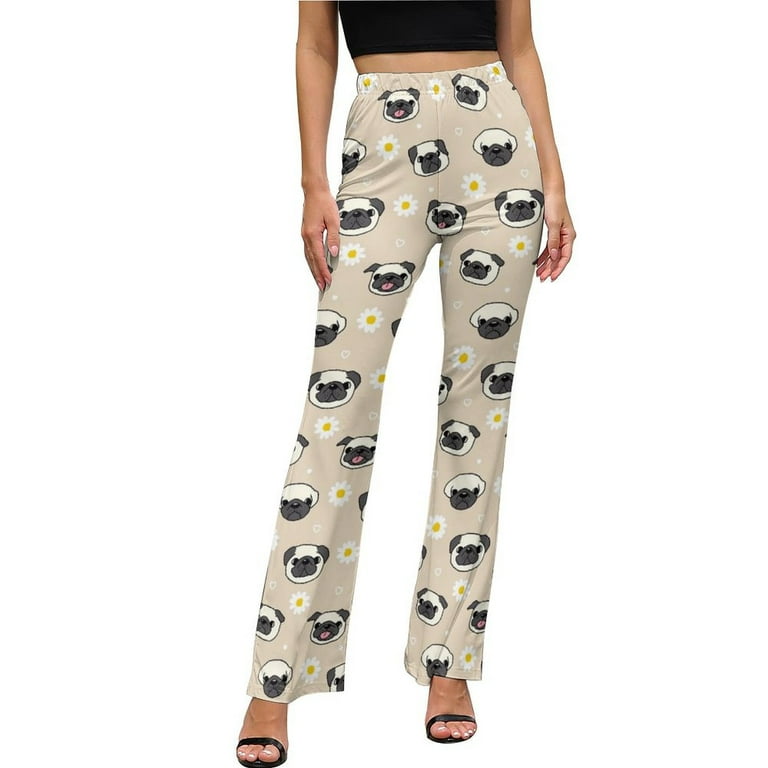Pug Dog Face Flare Leggings for Women Bootcut Yoga Pants with Tummy Control Wide Leg High Waist Bell Bottom Legging Pants for Women Walmart