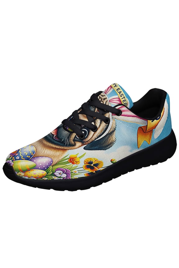 Pug Dog Happy EaStr Shoes Sneakers Black Size 3.5