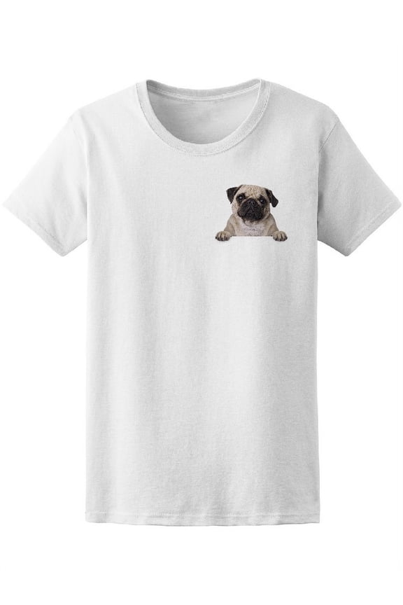 Pug Dog In A Pocket T-Shirt Women -Image by Shutterstock, Female x-Large