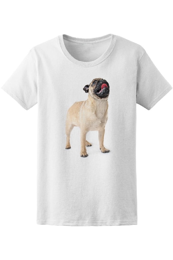 Pug Dog Looking Up T-Shirt Men -Image by Shutterstock, Male Medium