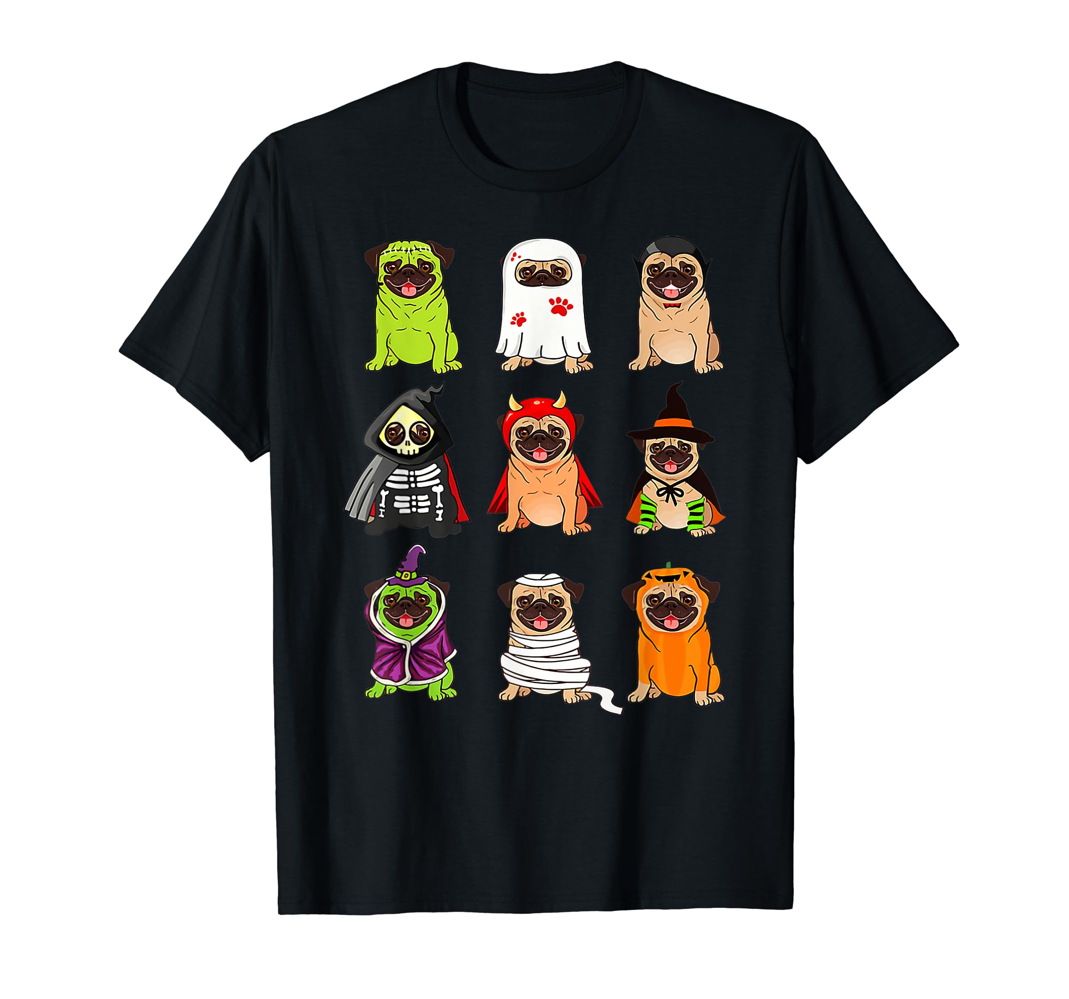 Pug Dog Monster Cute Ghost Dog Pumpkin Pug Dog Halloween TShirt Black