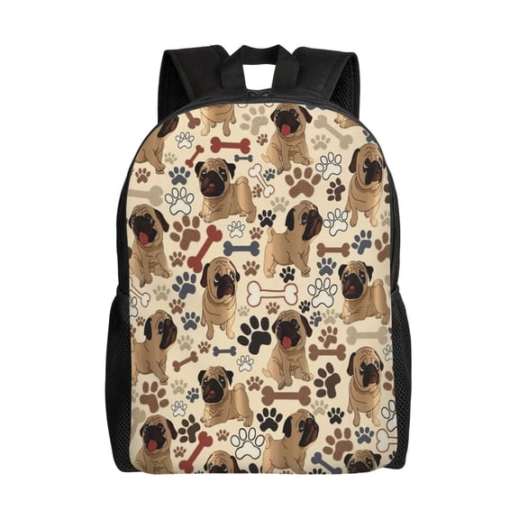 Pug Dog Paws Backpack Large Capacity Laptop Bag for Men and Women