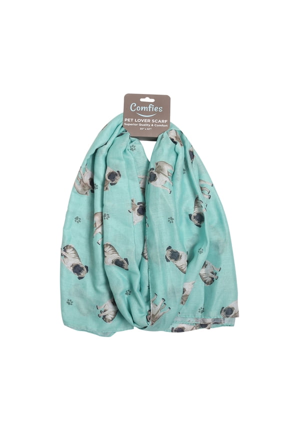 Pug Dog Pet Lover Scarf - All-year-round scarf- Lightweight material, 67"