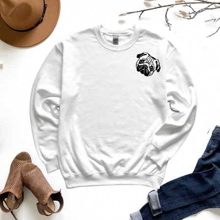 Pug Dog Shoulder Design Sweatshirt
