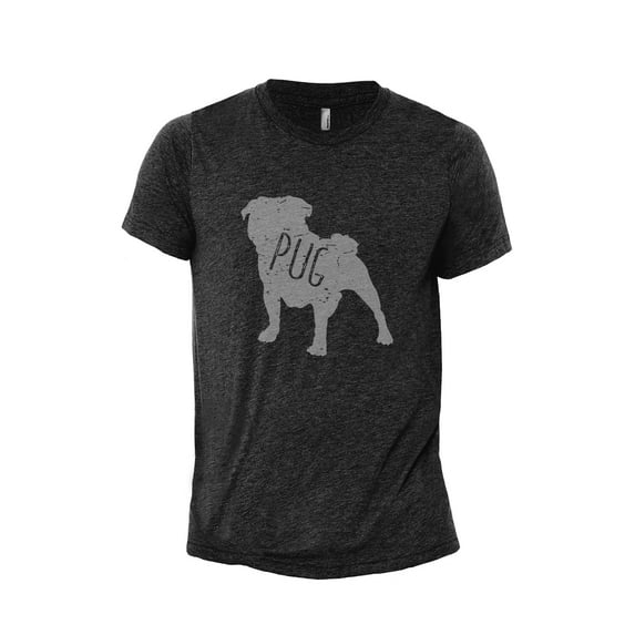 Pug Dog Silhouette Men's Modern Fit Fun Casual T-Shirt Printed Graphic Tee Charcoal Grey Small