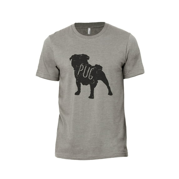Pug Dog Silhouette Men's Modern Fit Fun Casual T-Shirt Printed Graphic Tee Military Grey 2X-Large