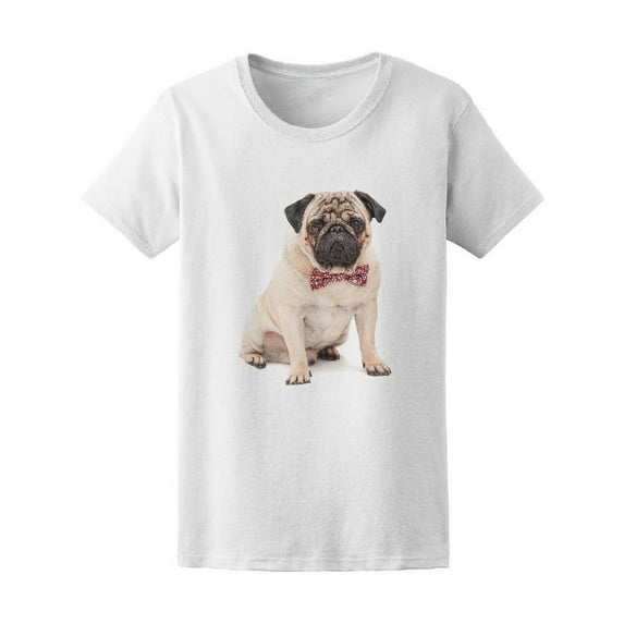 Pug Dog Sitting T-Shirt Women -Image by Shutterstock, Female Small