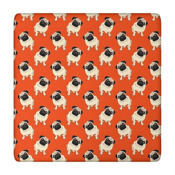 Pug Dog Square Fitted Tablecloth with Elastic Edge,Square Table Cover,Washable Elastic Table Cover for Home Kitchen Party Decor 34"x34"