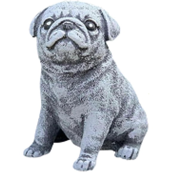 Pug Dog Statues, Outdoor Dog Statue, Adorable Puppy Figurine, Resin Sitting Pug Dog Sculpture Animal Statues For Pond Lawn Yard Patio Ornament Housewa