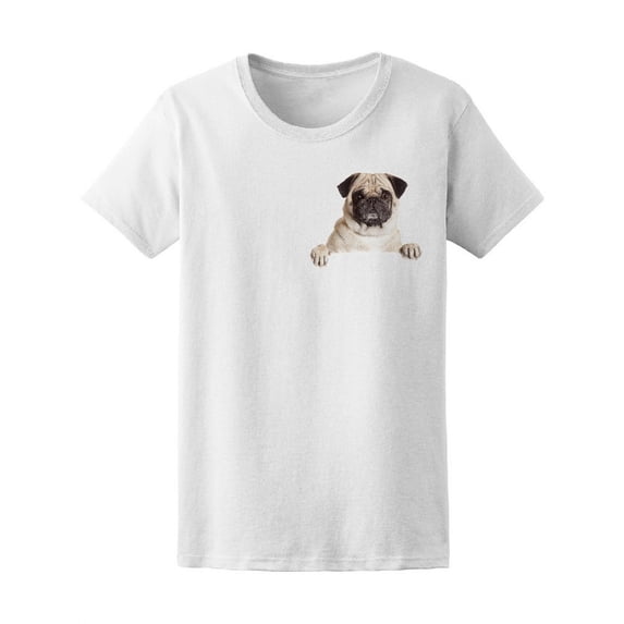 Pug Dog Sticking Out The Pocket Tee Women's -Image by Shutterstock