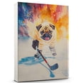 thumbnail image 1 of Pug Dog Stretched Canvas Size 8x12 – Ice Hockey Canvas Print of Funny Pug Dog Wall Art, Ice Hockey Sports Wall Decor, Home Decor, Dog Lover, 1 of 5