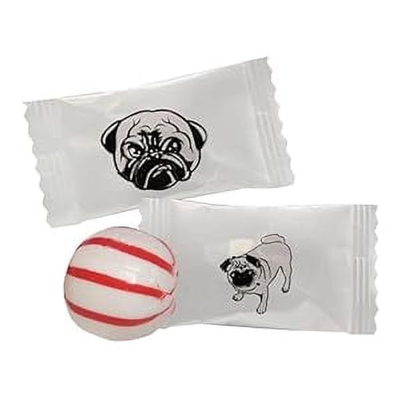 Pug Dog Themed Peppermints 100 Count Individually Wrapped - Bulk Mints For Animal Birthday Party Giveaways & Candy Goodie Bags-Puppy Doggie Fun Mints For Adults or Kids