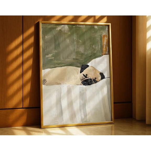 Pug Dog Wall Art Print, Unframed Paper Poster 8x10in