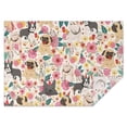 thumbnail image 1 of Pug Dogs with Pioneer Flower Rectangle Tablecloth 60"x84",Waterproof Polyester Rectangle Table Cloth, Wipeable Spillproof Polyester Tablecloth for Dining, Camping, Indoor and Outdoor, 1 of 5