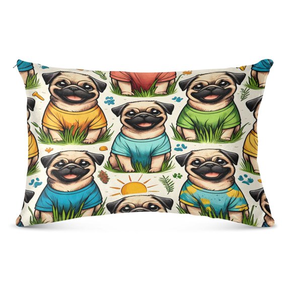 Pug Dogs on Grass Plush Pillow Cases Queen Size Ultra Soft Warm Pillowcases with Zipper 20"x30"