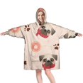thumbnail image 1 of Pug and Donut Wearable Oversized Blanket,Wearable Blanket Hoodie for Adults,Cozy Hooded Blankets with Super Pockets,Super Warm Fuzzy Pullover for Women & Men, 1 of 6
