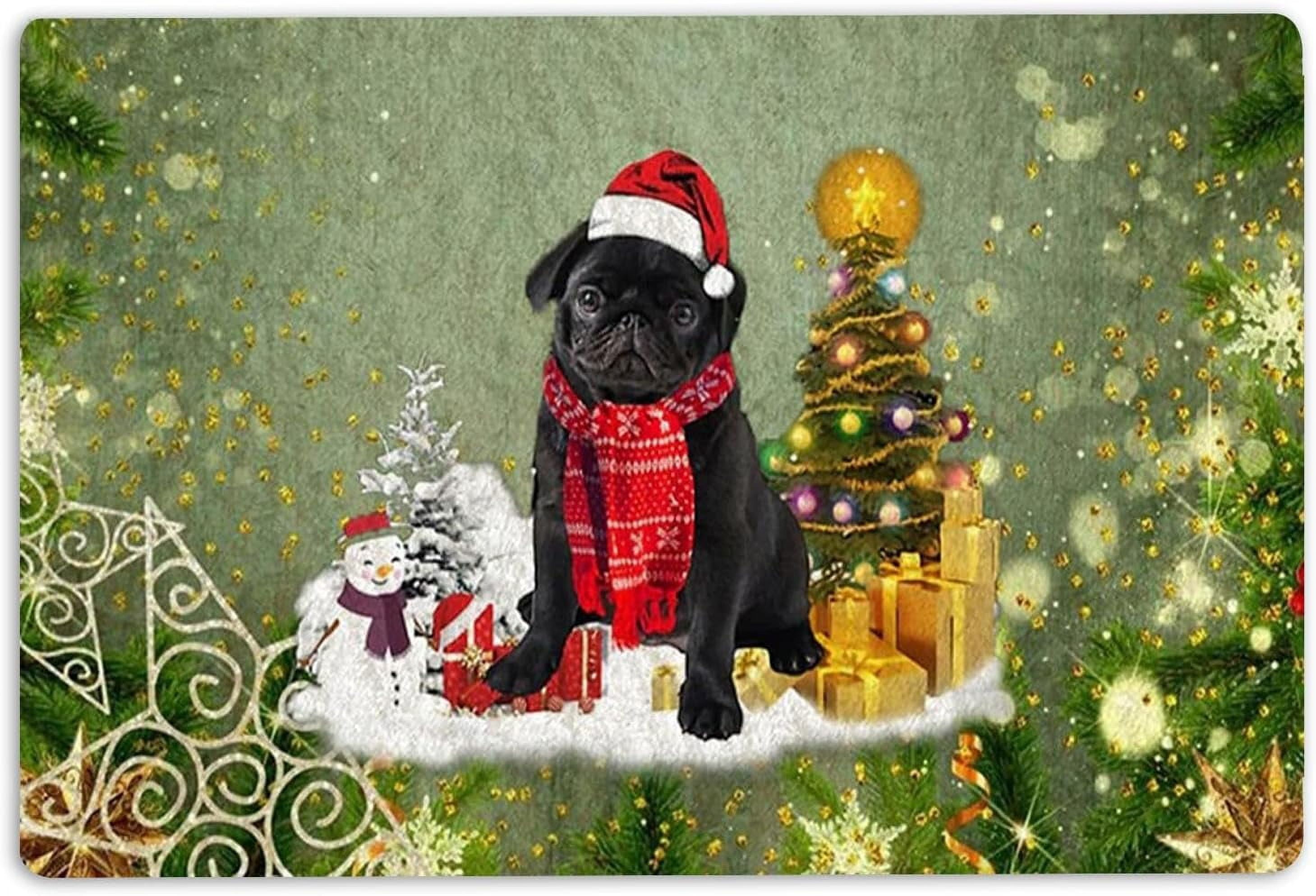Black Pug Doormat